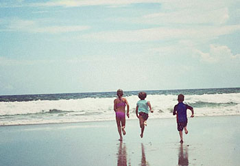 Children Running to Ocean